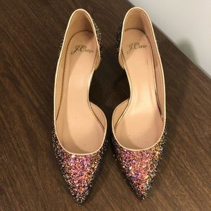 💗🦄 J Crew Glitter D’Orsay Pumps